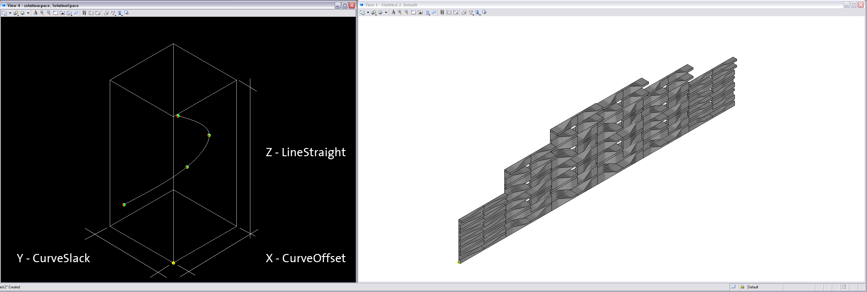 solutionspace2a Control curve in solution space (left) and corresponding aggregated panel (right), instance 1