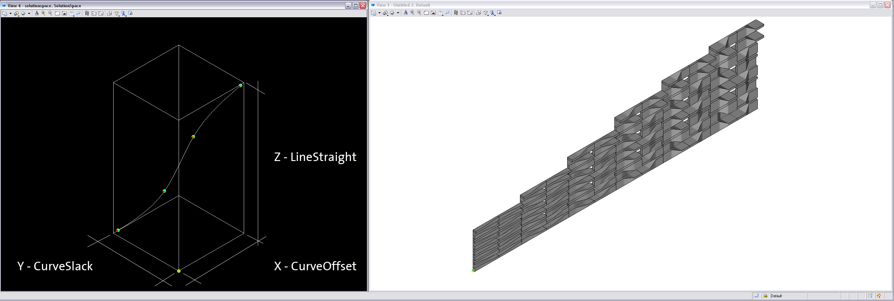 solutionspace2d Control curve in solution space (left) and corresponding aggregated panel (right), instance 4