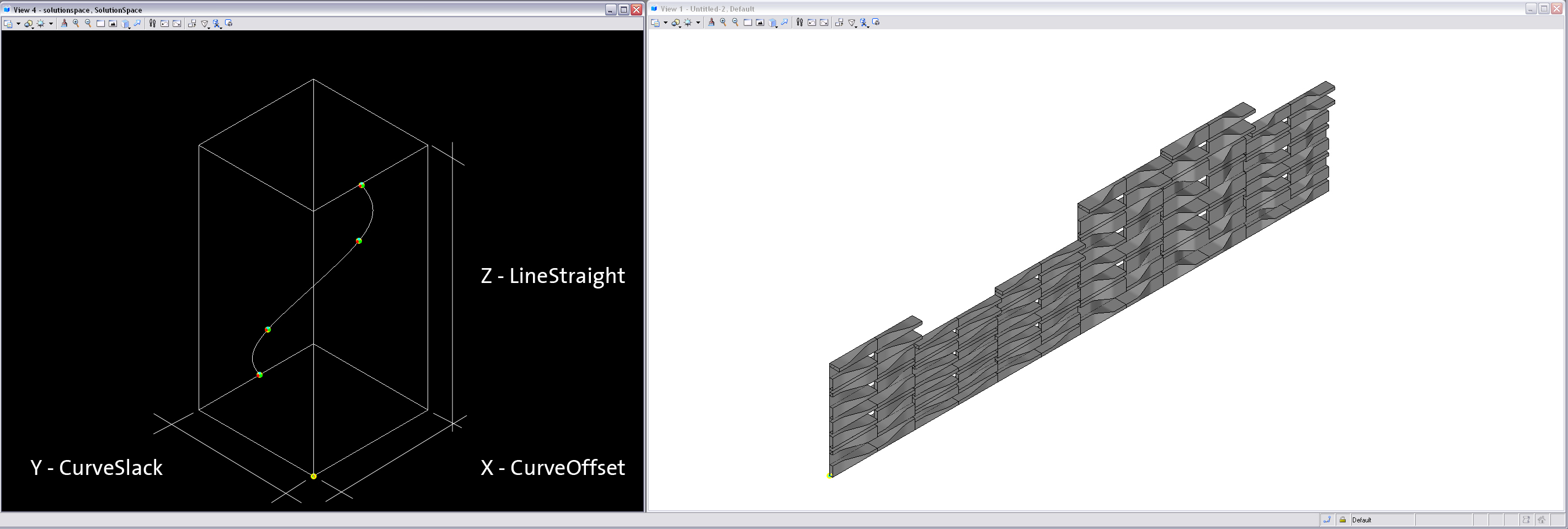solutionspace2e Control curve in solution space (left) and corresponding aggregated panel (right), instance 5